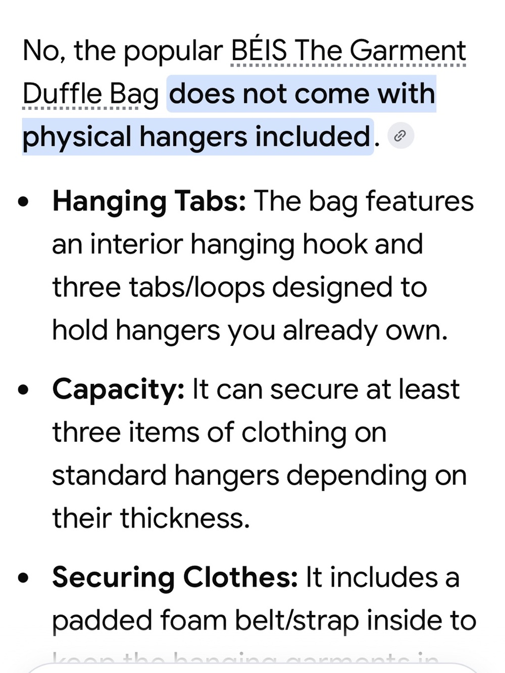 BEIS Black Garment Bag with Front Travel Pouch - Picture 7 of 7